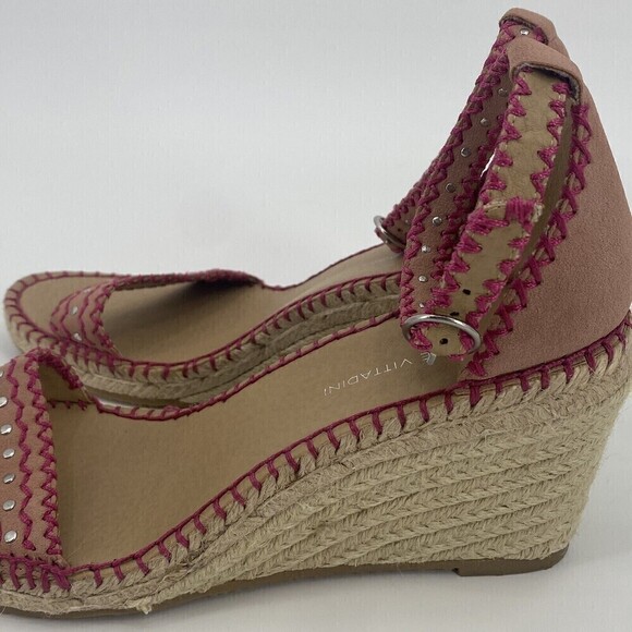 Adrienne Vittadini Womens Size 9.5 Charming Espadrille Wedge Sandals Dusty Pink - Picture 6 of 11